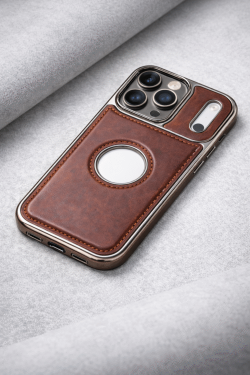 Luxury Bumper Case for iPhone Flexible Vegan Leather Electroplated Sides & Logocut