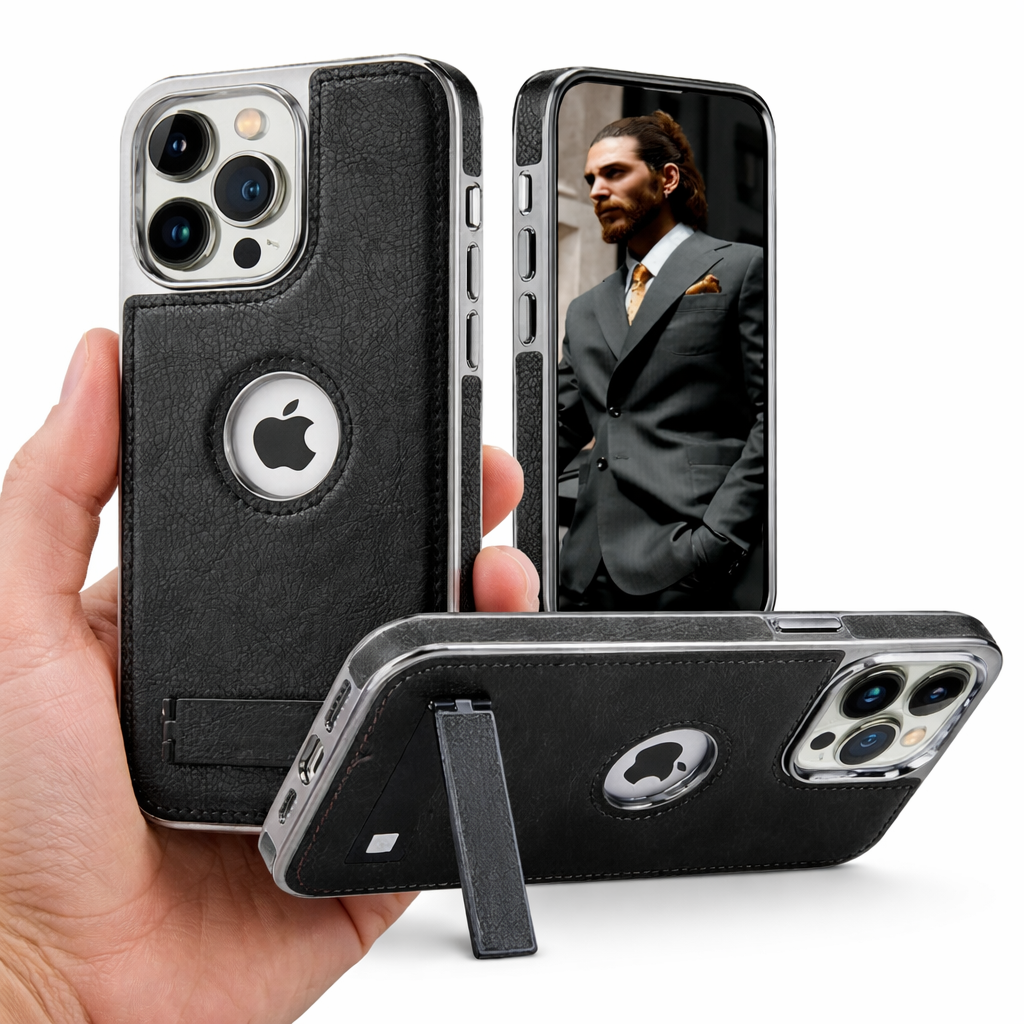 Luxury Leather With Kickstand Adjustable Stand Case For iPhone Series - Image 2