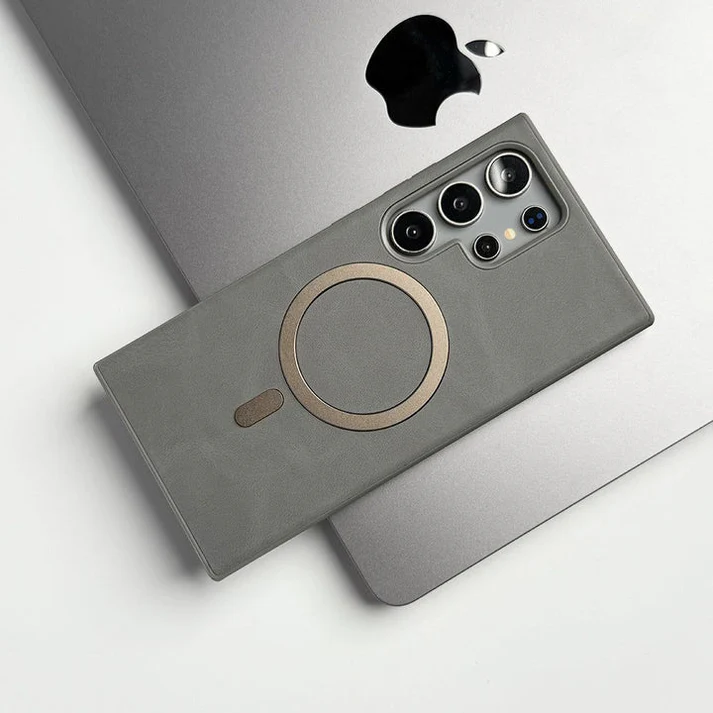 Premium Classic Leather With Magnetic Mag-Safe Case for Samsung Series - Image 2