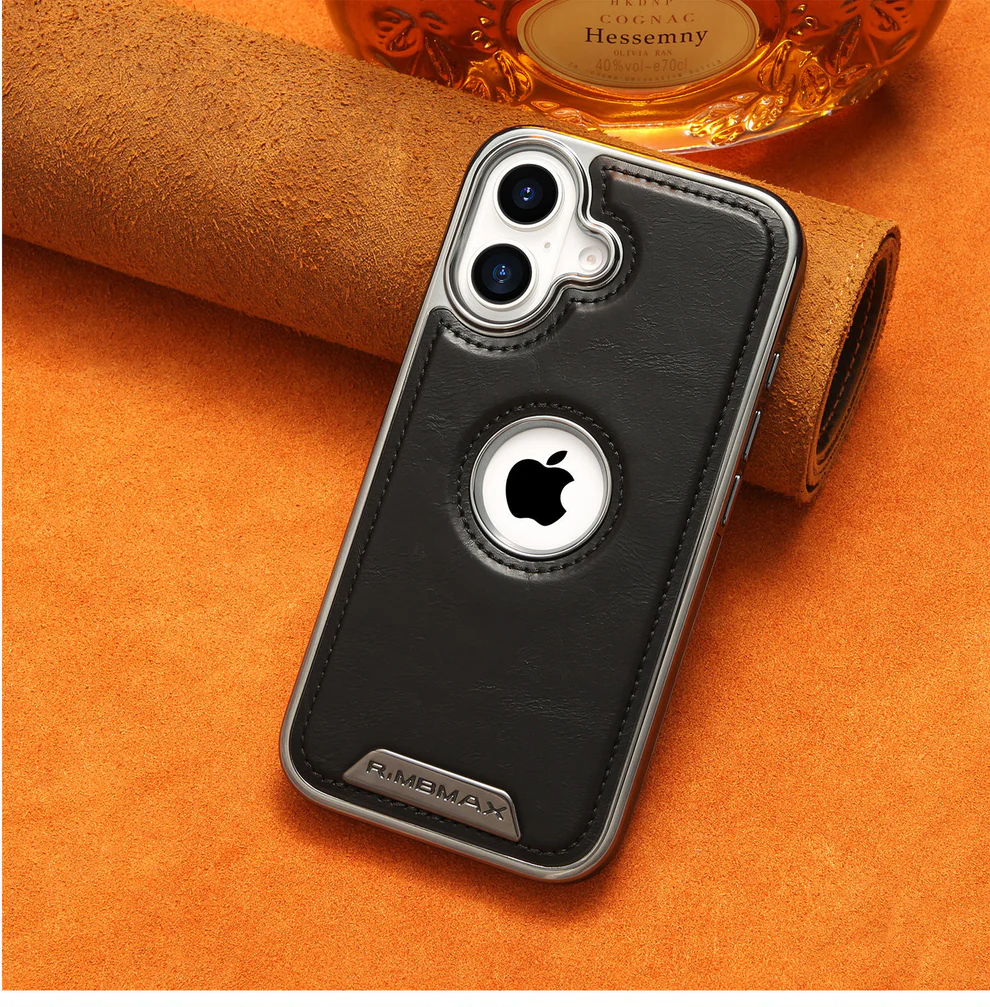 Luxury Bumper Case for iPhone Flexible Vegan Leather Electroplated Sides & Logocut - Image 5